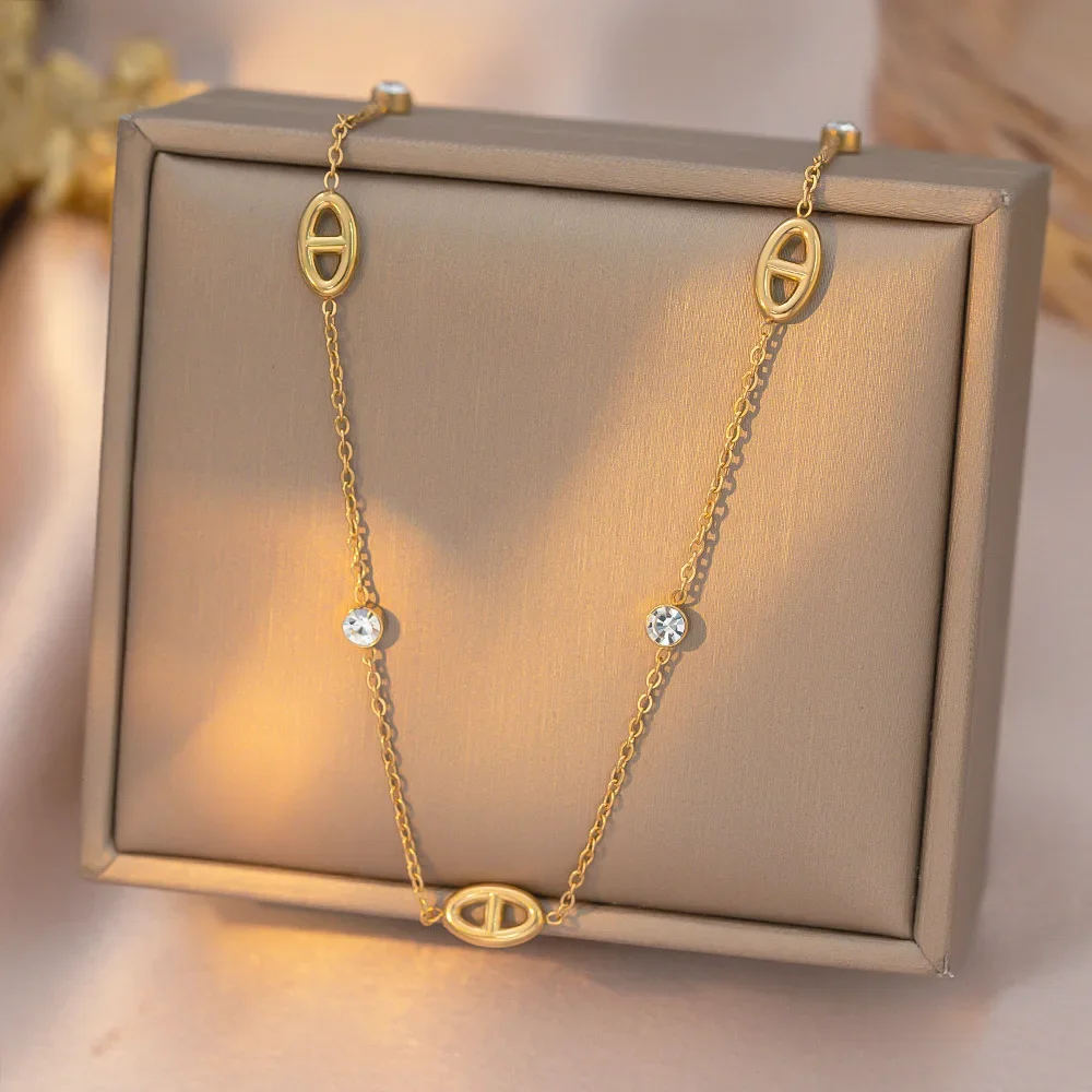 (colar) Gargantilha De Aço Titânio Com Diamante Branco, Design Simples, Versátil E Requintado.
