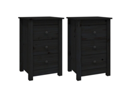 Bedside Cabinet, Bedside Cabinets Vidaxl Preto Madeira De Pinho (n/a)