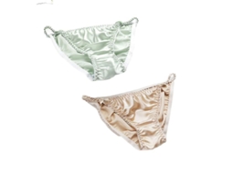 2026 2 Peças de Tanga de Seda de Morera para Mulher com Cinturón Elástico Alto Sexy Bikini Transpirable Tamanho S XXL