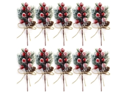 Ramos de frutas vermelhas de Natal, 15cm, com pinhas NOVA LINE