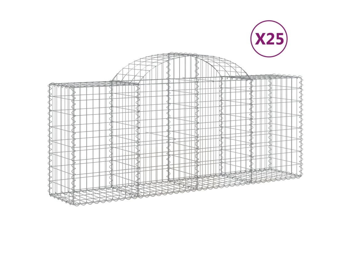 Gabion Basket, Gabion Baskets Vidaxl Prateado Ferro (200 X 50 X 80/100 Cm)