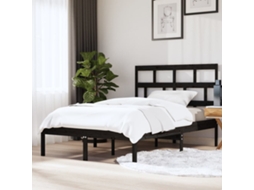 Estrutura De Cama King 150x200 Cm Madeira Maciça Preto