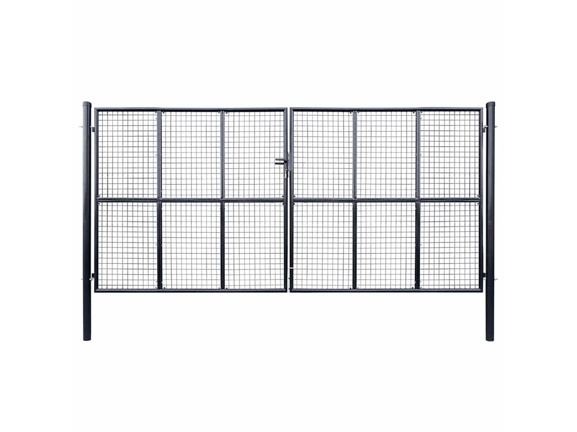 Vidaxl Portão De Jardim Em Tela De Aço Galvanizado 400x175 Cm Cinza