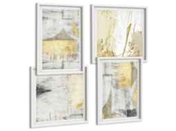 Quadros Decorativos Para Parede Flores Em Vasos, Composições Moldura Branca Quadros Para A Sala De Estar Espelharte (conjunto De 4 Imagens)