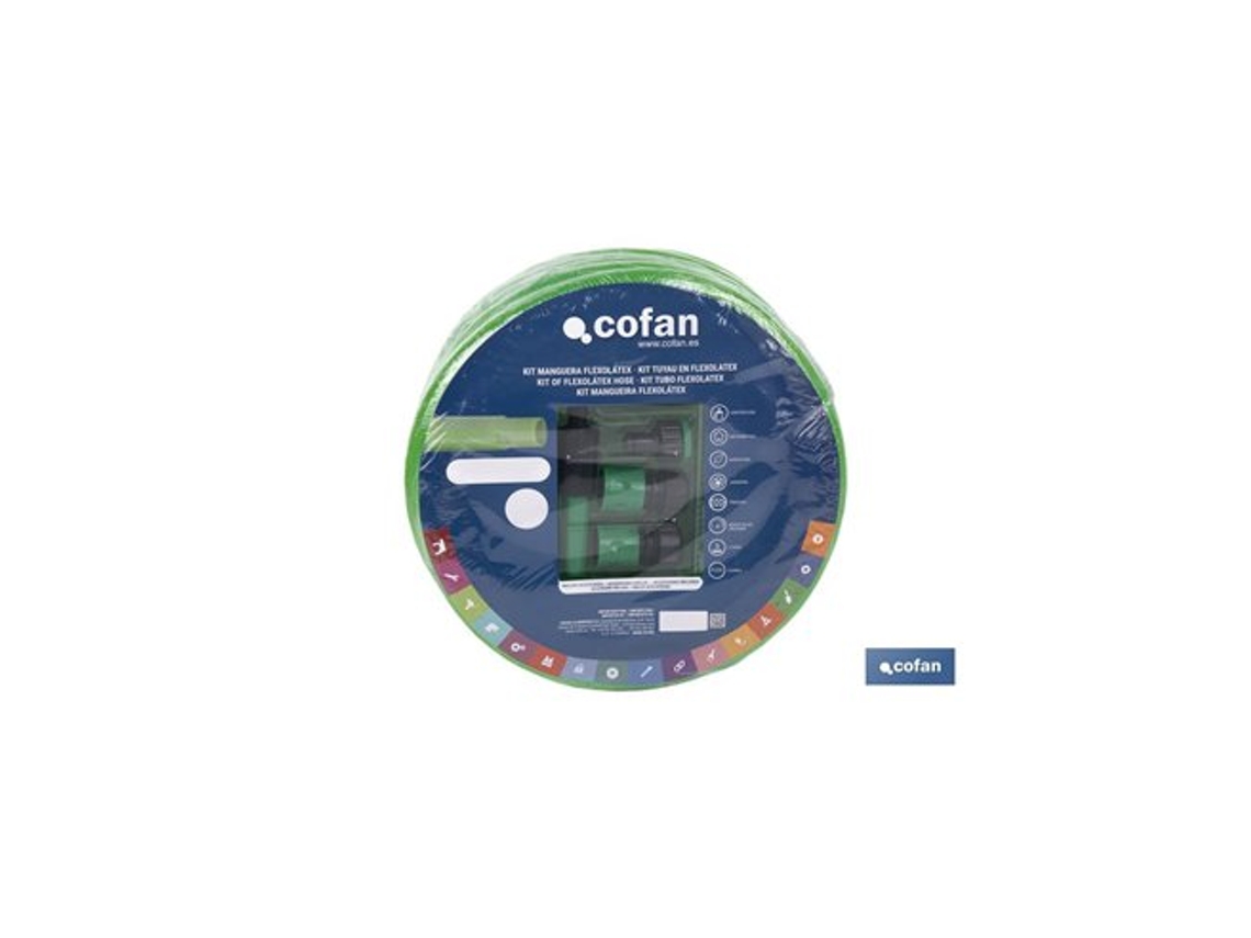 Kit Mangueira Translúcida Flexolatex 20m Ø15mm Em Pvc Verde Cofan (acessórios Incluídos)
