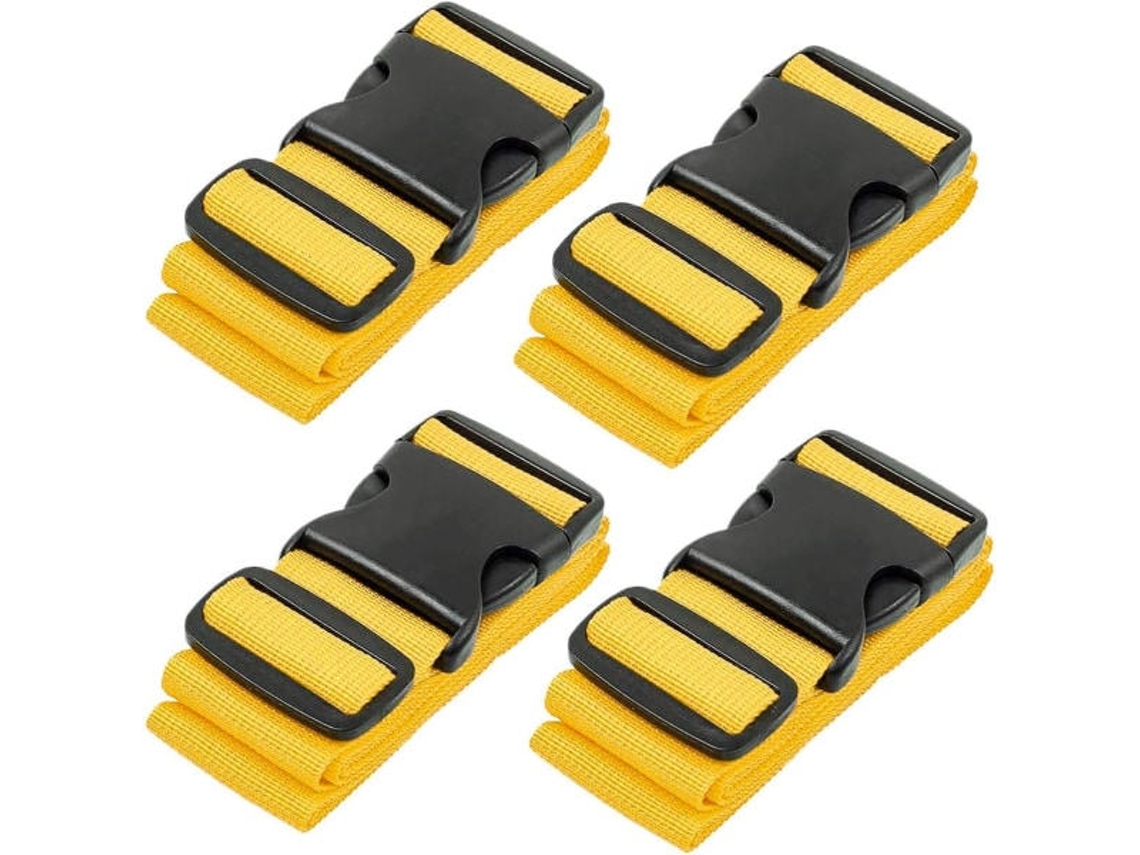 Conjunto De 4 Cintas Ajustáveis Para Mala, Cor Amarelo, Para Fixação Segura De Bagagem Em Viagem