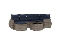 Conjunto de Sofá de Jardim, 7 Peças, Almofadas, Rattan Cinza MAISON EXCLUSIVE