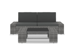 Maison Exclusive - 3 Pcs Conjunto Lounge De Jardim Vime Pe Cinzento