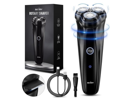 Sejoy Máquina De Barba Elétrica Para Homens Com Cabeças Rotativas 3d E Aparador De Barba Retrátil, Barba Precisa, Lâmina Auto-afiada, Indicador De Led
