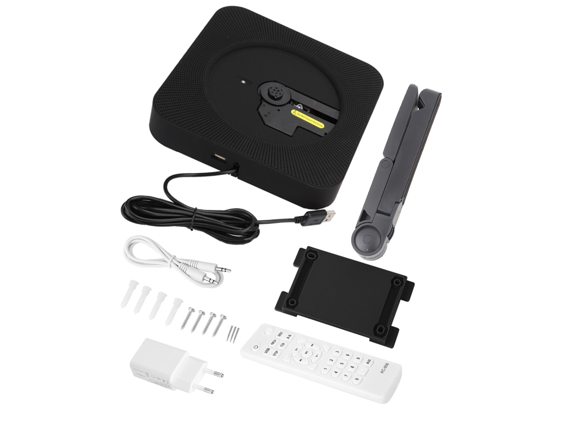 Reprodutor De Cd Com Bluetooth Em Parede Com Controle Remoto E Alto-falante Preto