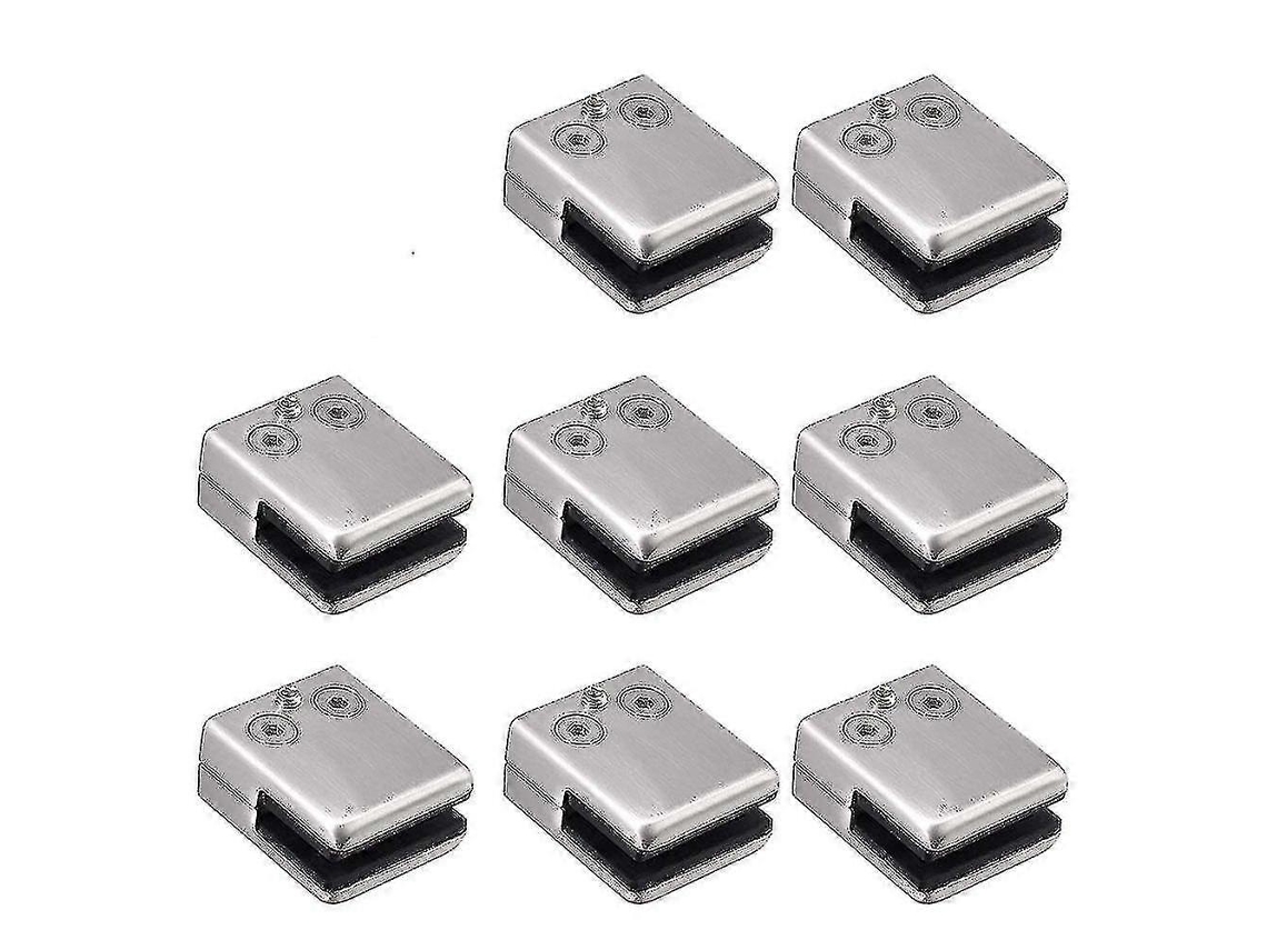 Pinza de Vidrio, 8 Piezas de Acero Inoxidable 304 Clamp Cuadrado Ajustable para Vidrio 6 8mm Con Tornillo Y Goma