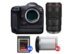 Eos R3 + Rf 100mm F/2.8 L Macro Is Usm + 2 Sandisk 512gb Extreme Pro Cfexpress Type B + 3 Canon Lp e19 + Ebook Pricedirect CANON