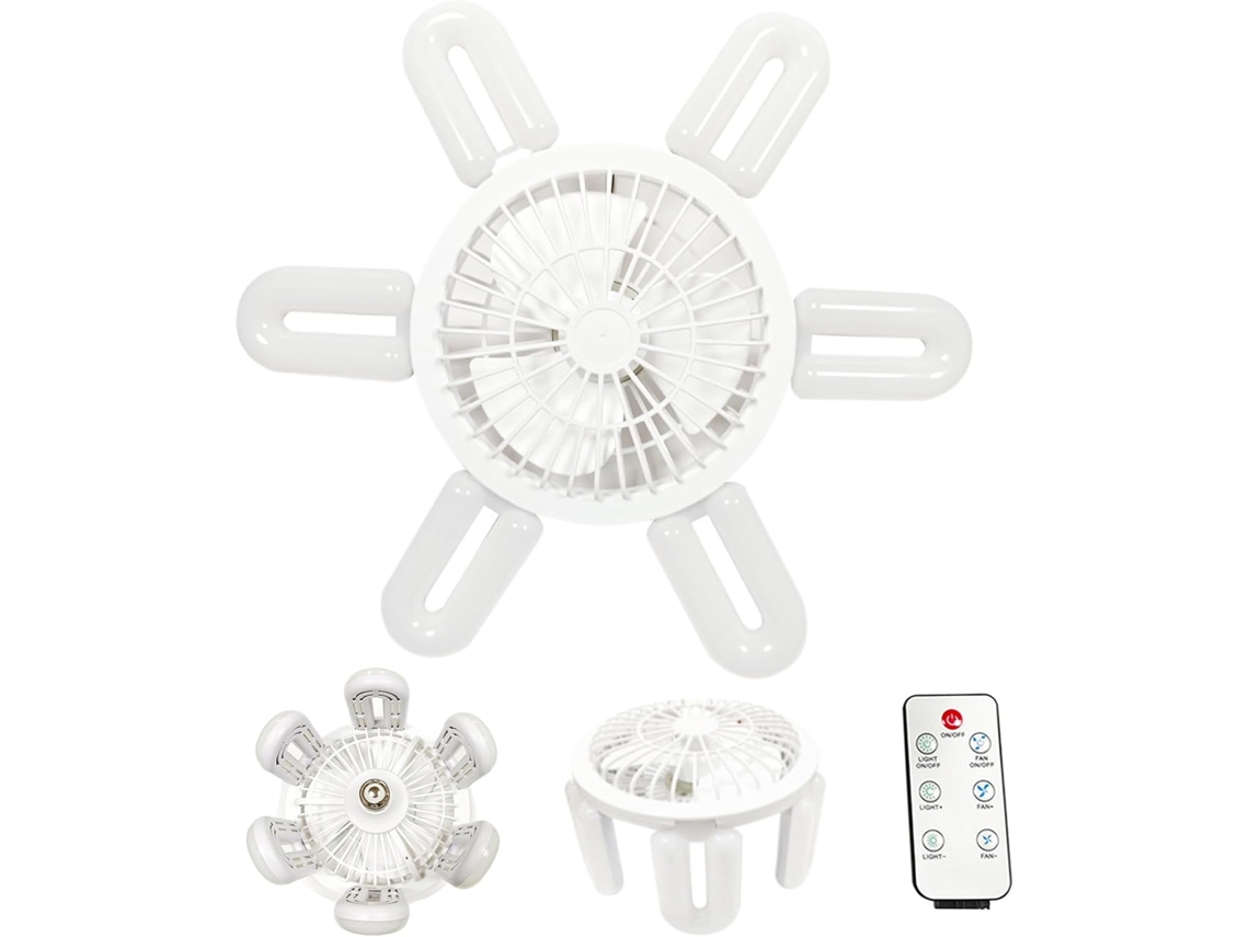 Ventilador De Teto Com Soquete, Leve E Luz Integrada - Lâmpada Led 3