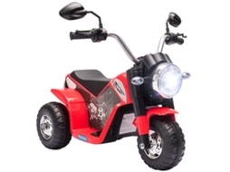 Motocicleta Elétrica Infantil com 3 Rodas 6v Farol e Buzina na Cor Vermelho VOLTEDGE