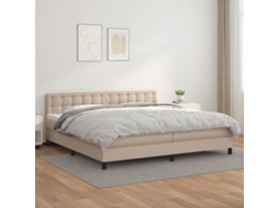 Vidaxl Cama Com Molas/colchão 200x200 Cm Couro Artificial Cappuccino