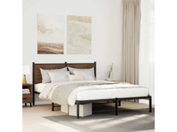 Vidaxl Estrutura De Cama Sem Colchão 137x190cm Metal Carvalho Castanho