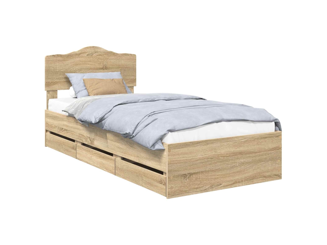 Estrutura de Cama com Gaveta MAISON EXCLUSIVE Carvalho Sonoma 75 X 190 cm