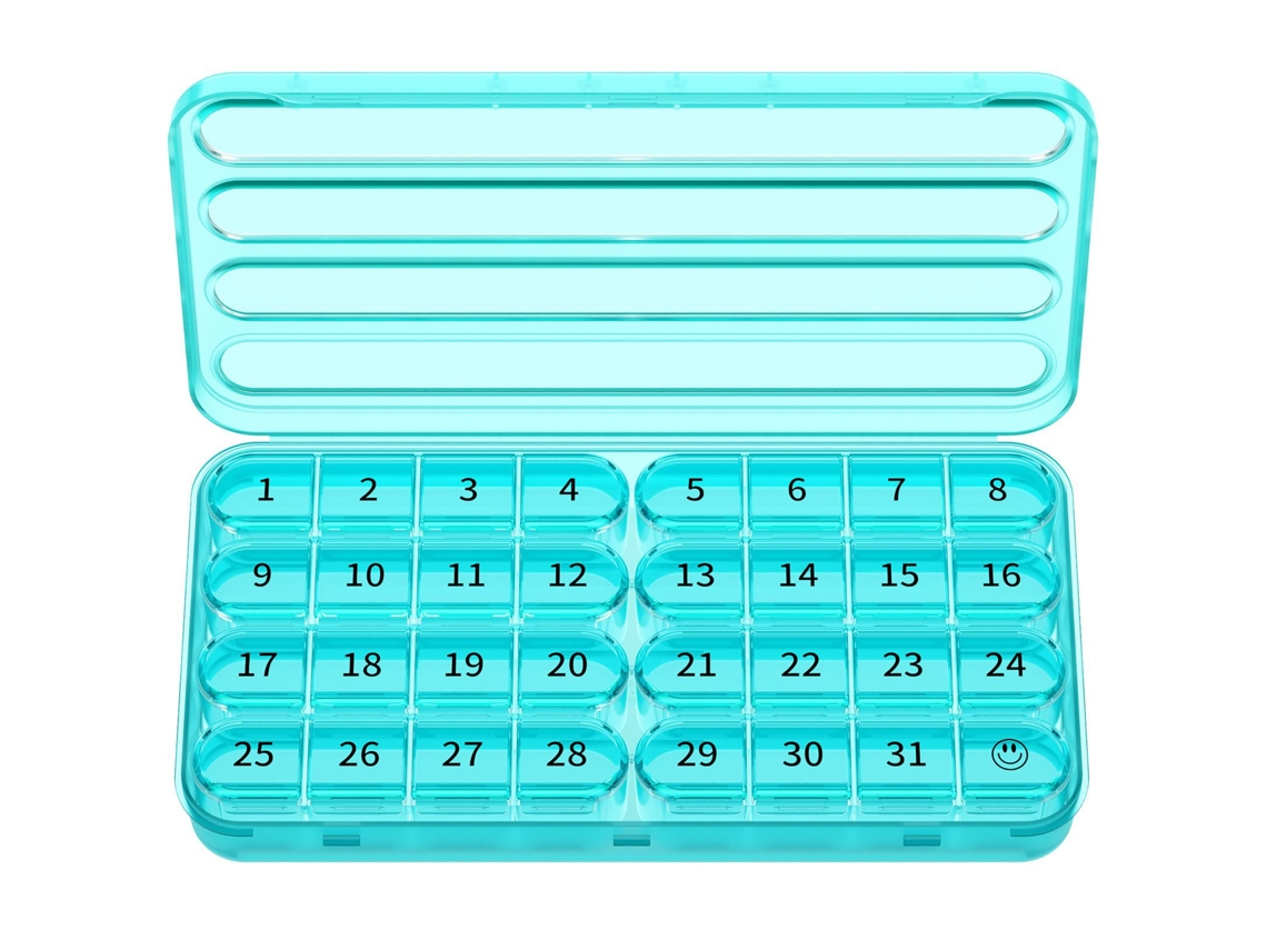 Organizador De Comprimidos Eifson 31 Dias 1 Vez Ao Dia Para Viagem Sem Bpa (ciano)
