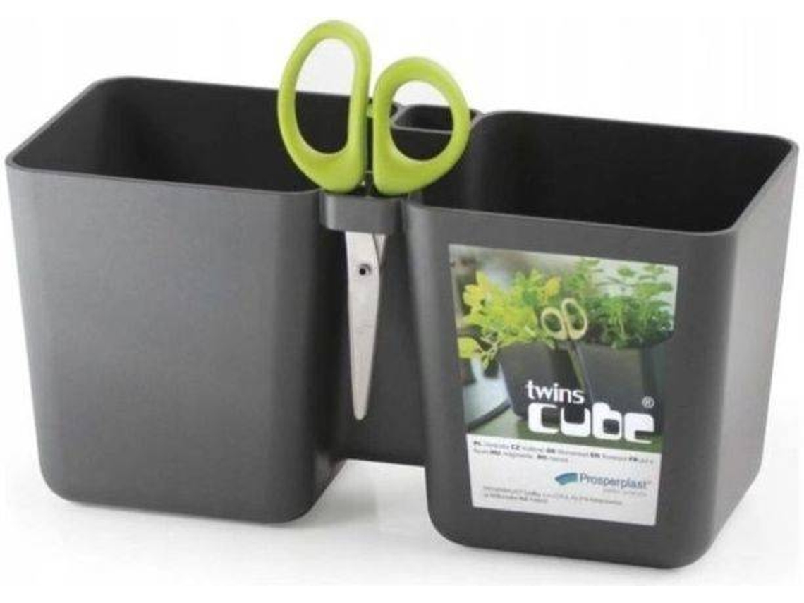 Set de Vaso e Tesoura PROSPERPLAST Twins Cube (Cinzento)