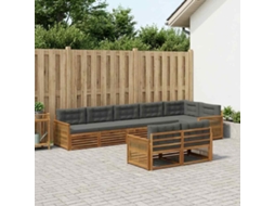 Vidaxl Conjunto De Sofás Para Exterior 8 Pcs Natural E Antracite
