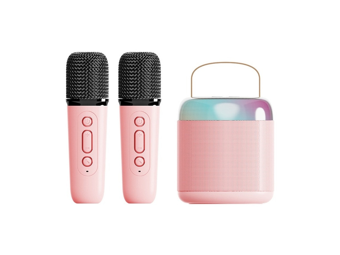 Mini máquina de karaokê portátil Yizhood com microfone Bluetooth e alta potência, ideal para festas KTV em casa, rosa