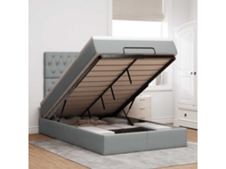 Vidaxl Estrutura Cama Otomana Colchão 120x200 Cm Tecido Cinzento Claro