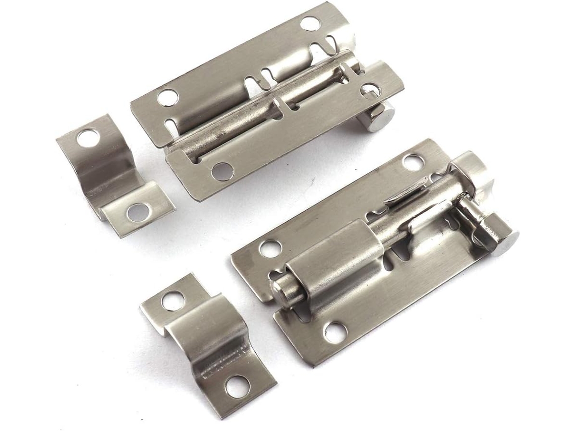 Trava Gancho Porta Com Parafusos, Prateado Inox, Para