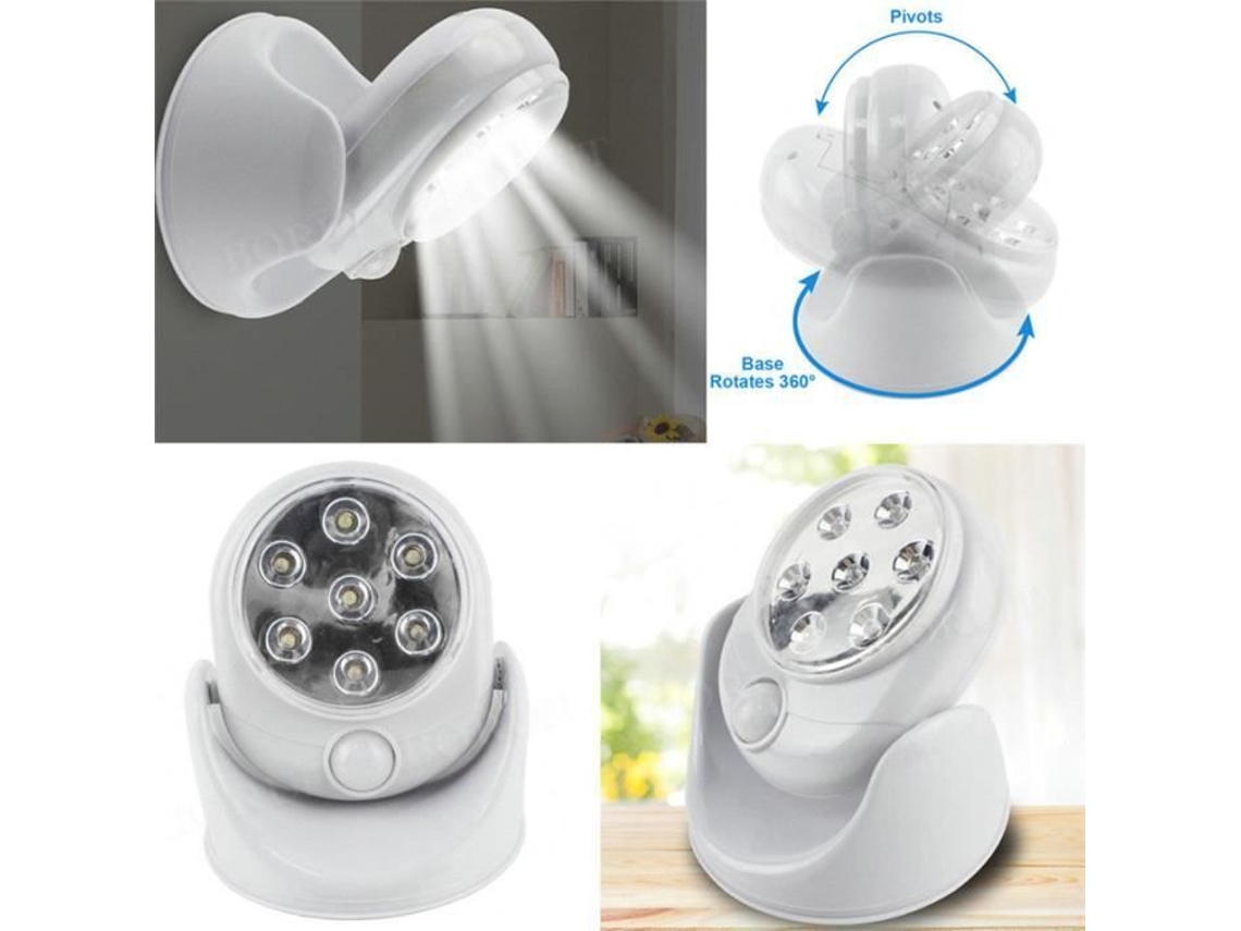 Lâmpada Led, Rotação de 360°, Sensor de Movimento, Sem Fio, Exterior, Jardim, Corredor, Branca, Unidade Única BRILVIBERA