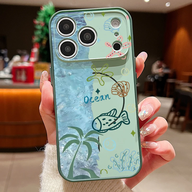 Capa Magnética Para Iphone 15 Pro Com Estampa De Baleia (verde), Resistente A Impactos E Feita De Policarbonato Rígido.