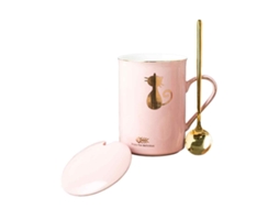 Caneca Cerâmica 350Ml com Colher e Tampa Caneca Criativa para Casal NEVEANCE