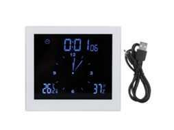 Despertador digital Baok com termohigrômetro, tela sensível ao toque, à prova d'água para decoração de casa e escritório, branco Ts-wp10-w