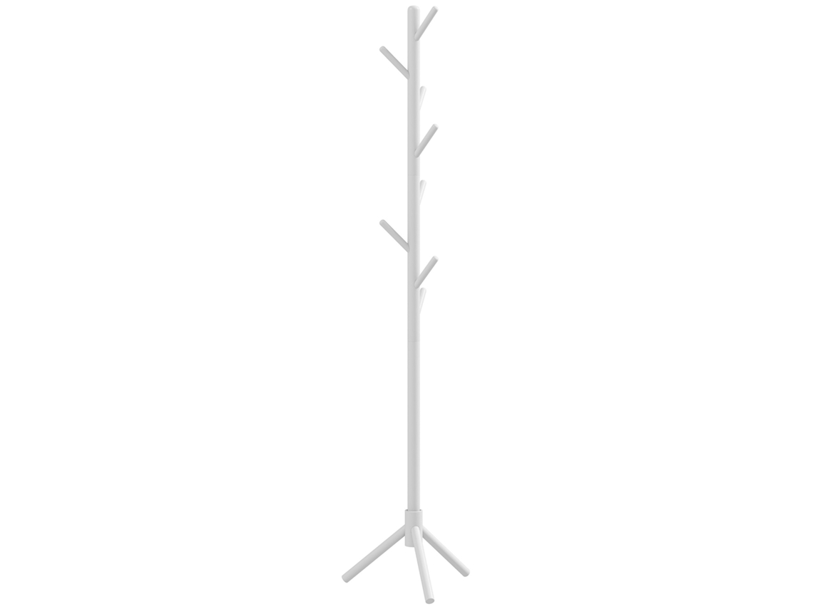 Cabide de Madeira Árvore 8 Ganchos Branco (40x40x165 Cm)
