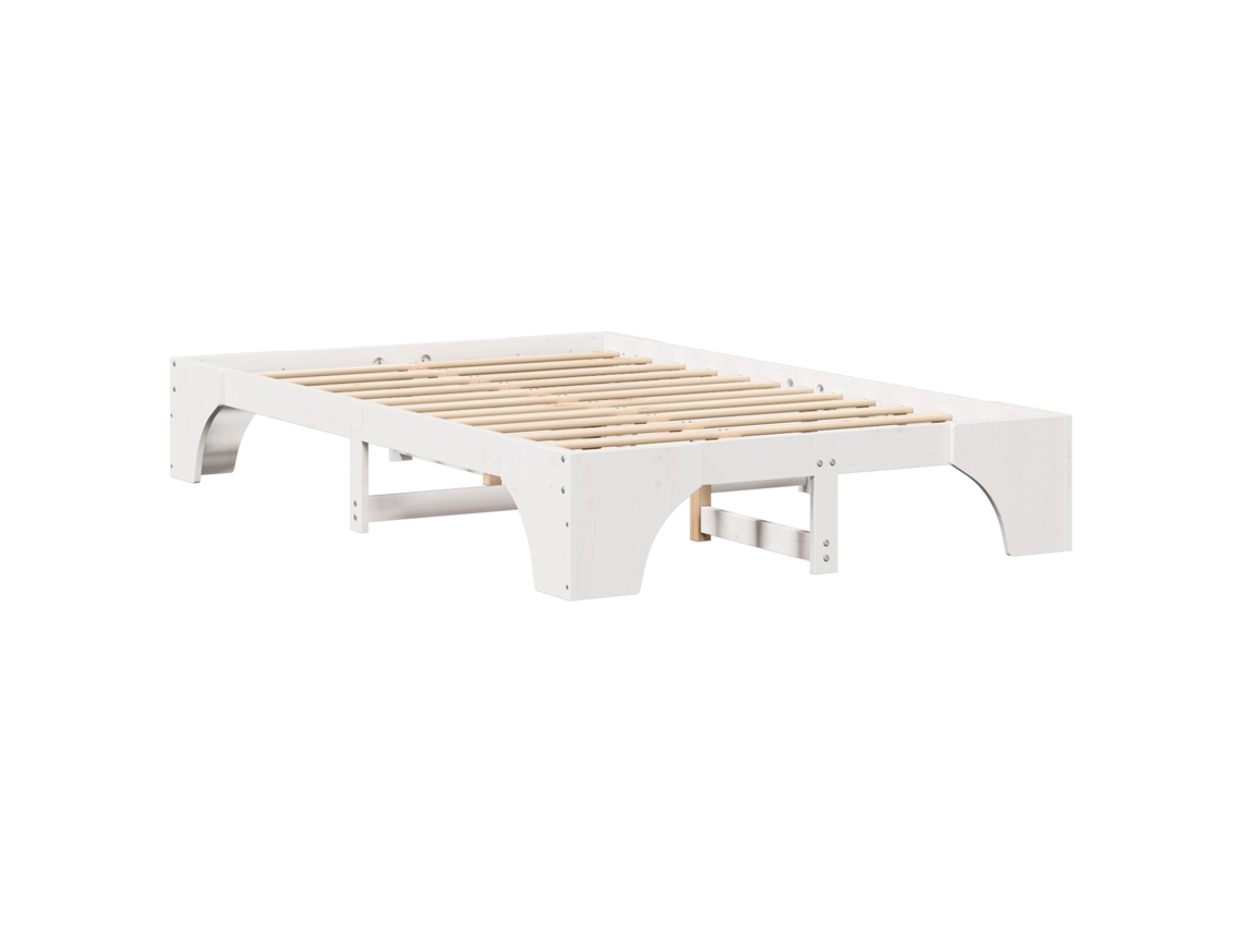 Conjunto 1 Estrutura Da Cama Vidaxl Branco Madeira De Pinho Maciça (135 X 190 Cm)