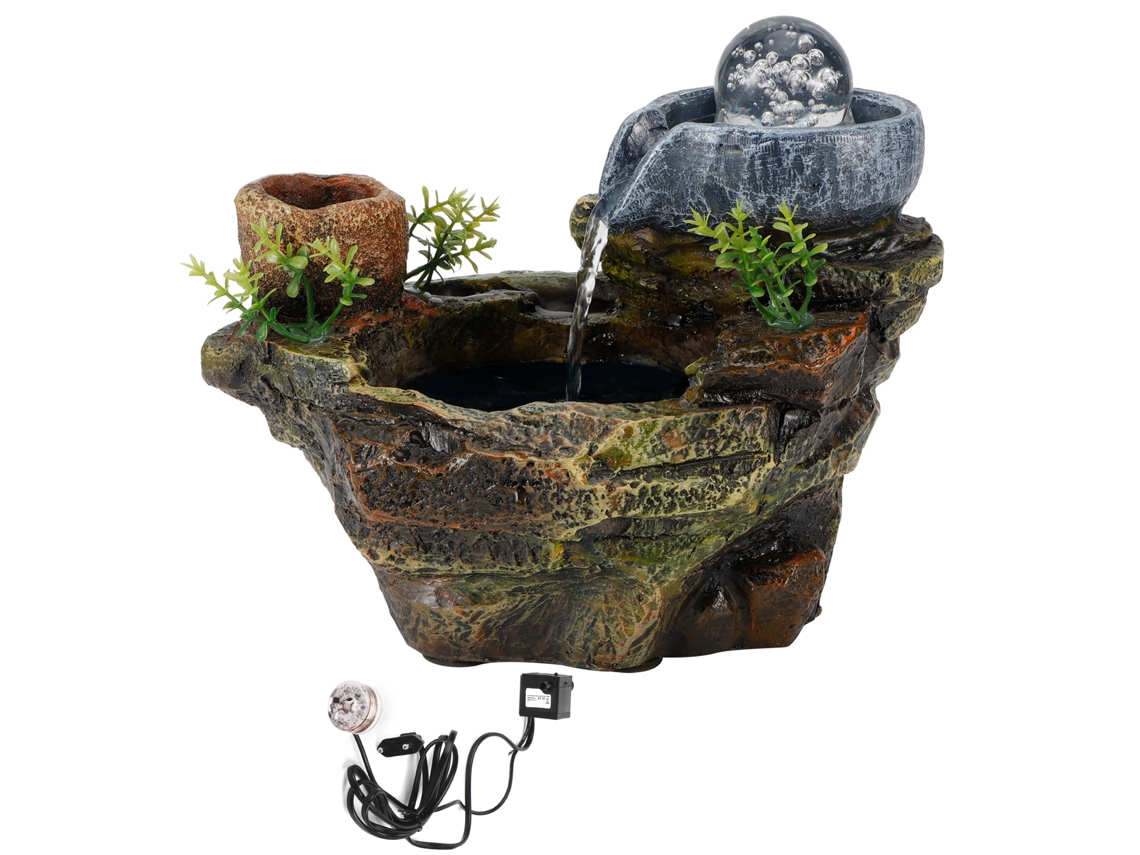 Fonte de Mesa com LED de Resina para Paisagem de Micro Suculentas | S/MARCA