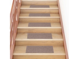 Vidaxl Tapetes De Escada Autoadesivos 30 Peças 60x25 Cm Marrom Claro Retangular