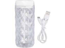 Umidificador Pequeno Com Iluminação Ambiente Colorida, Design Prismático Multifacetado