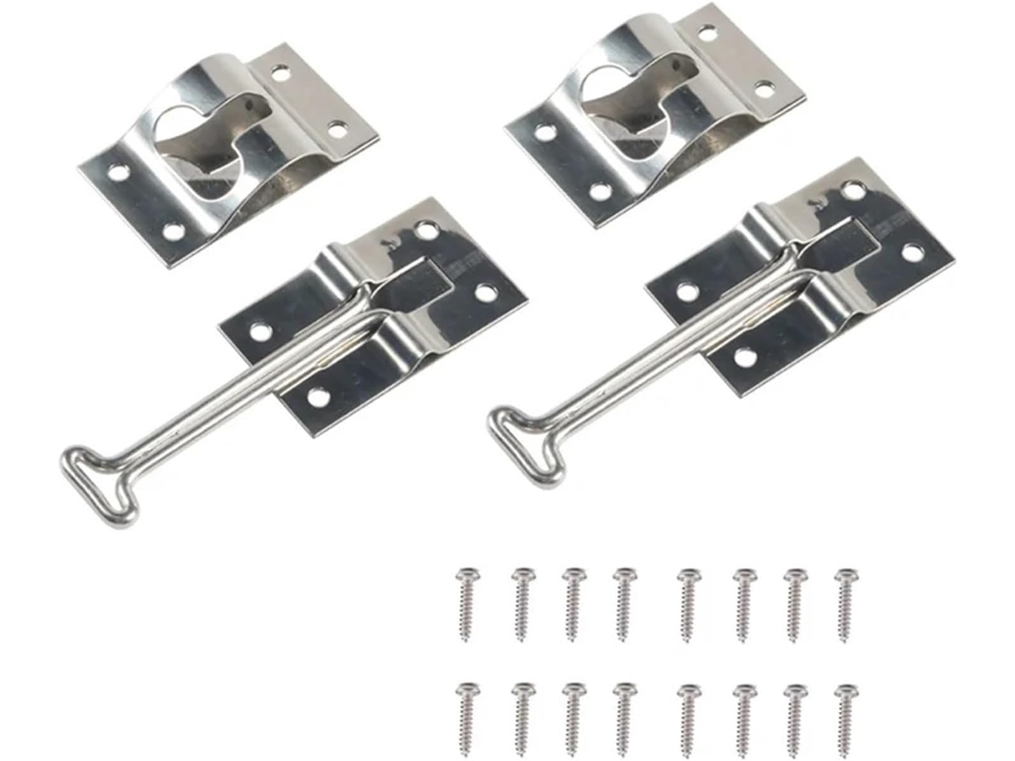 Conjunto De 4 Suportes Porta Em Aço Inoxidável Estilo T Para Carro – Trava Entrada Polegadas Trailer Caravana