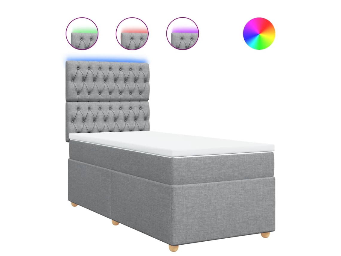 Box Spring Bed, Box Spring Beds Vidaxl Cinzeto Tecido (90 X 190 Cm)
