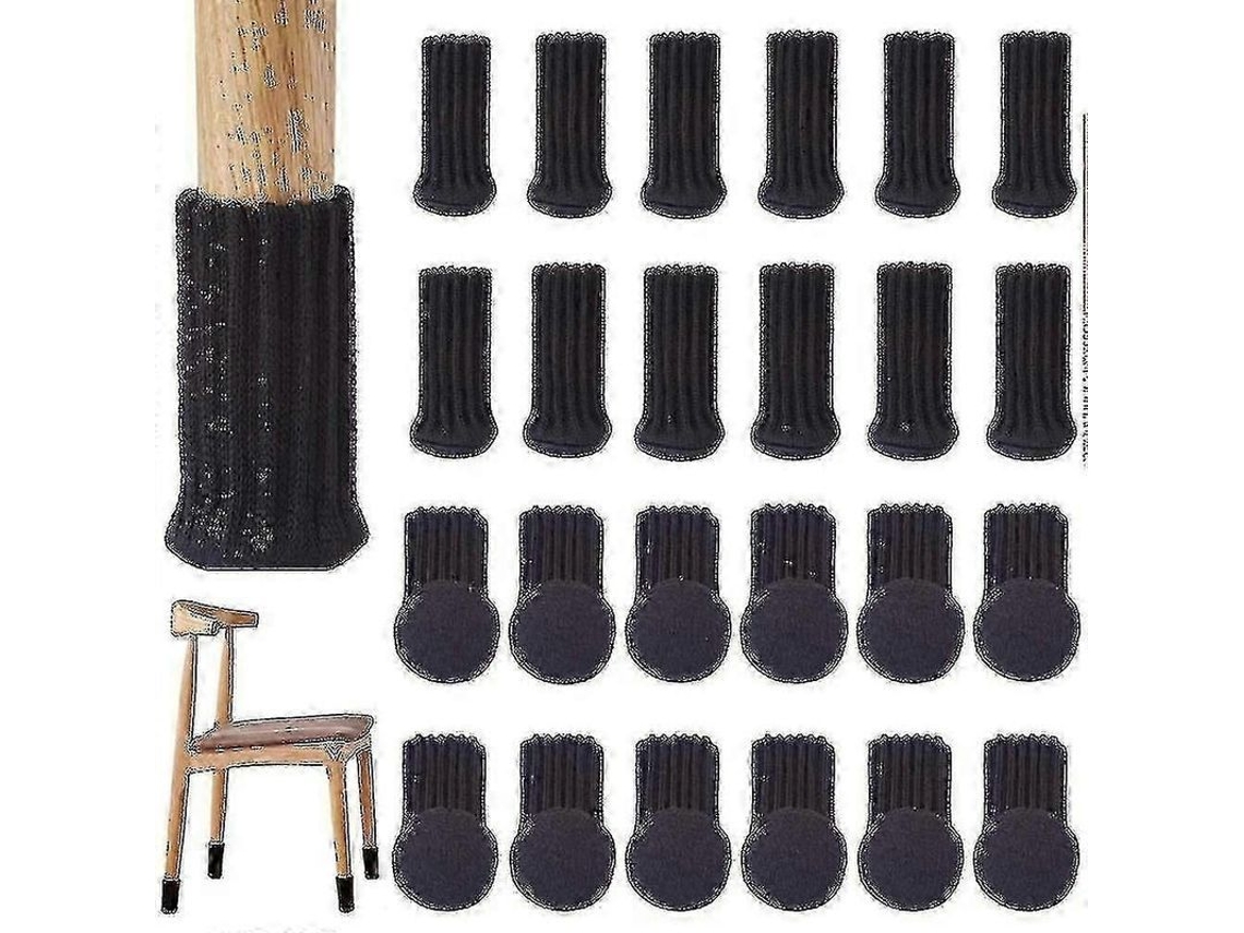 Nova Line socks de Perna de Móveis para Pisos de Madeira 24 Unidades Preto
