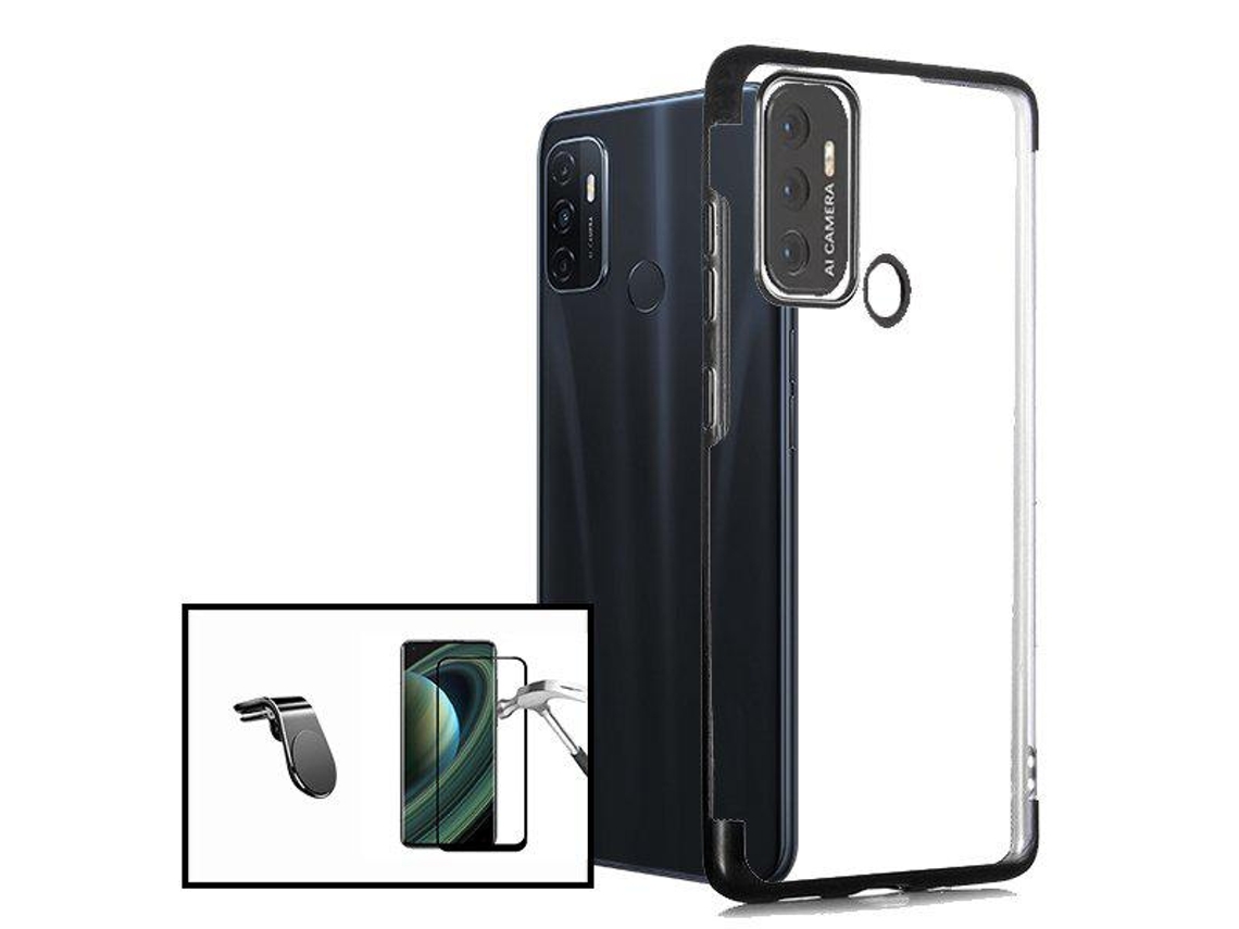 Kit Película de Vidro 5D Full Cover + Capa Slimarmor + Suporte Magnético L Safe Drive Oppo A53 Preto