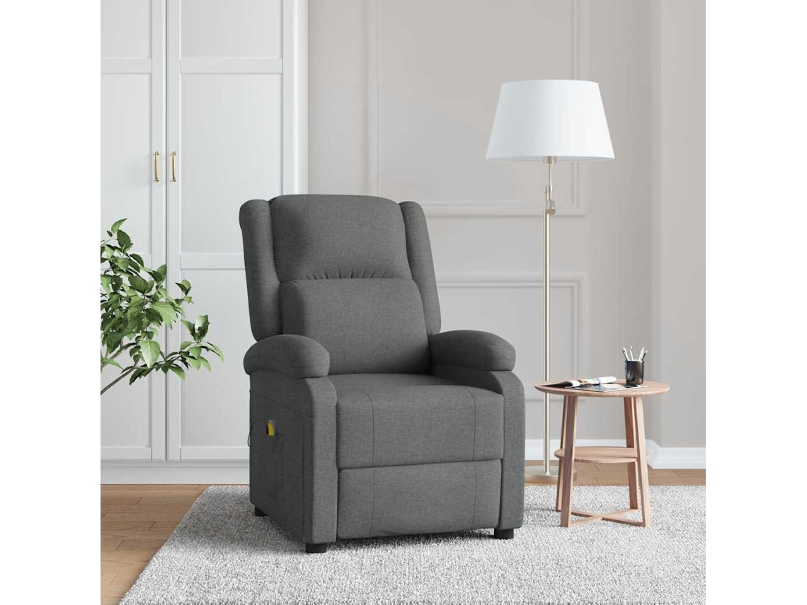 Vidaxl Poltrona De Massagens Tecido Cinzento-escuro