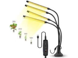 Luz de Crescimento Led de 4 Braços Usb, Ajustável, Temporizador Automático para Plantas Internas ZYBLSSBB