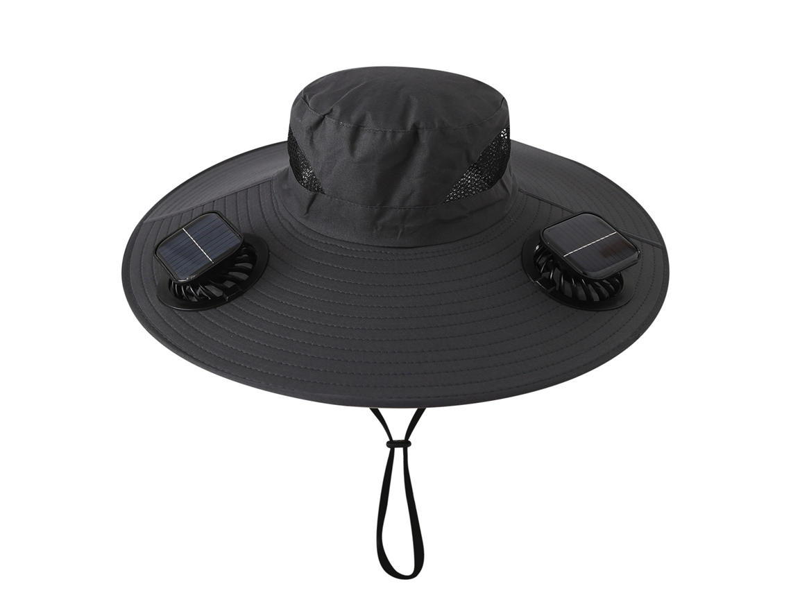 Chapéu com Ventilador Solar , Recarregável, para Pesca e Atividades Ao Ar Livre. MDUG (quadrado Cinza Escuro)