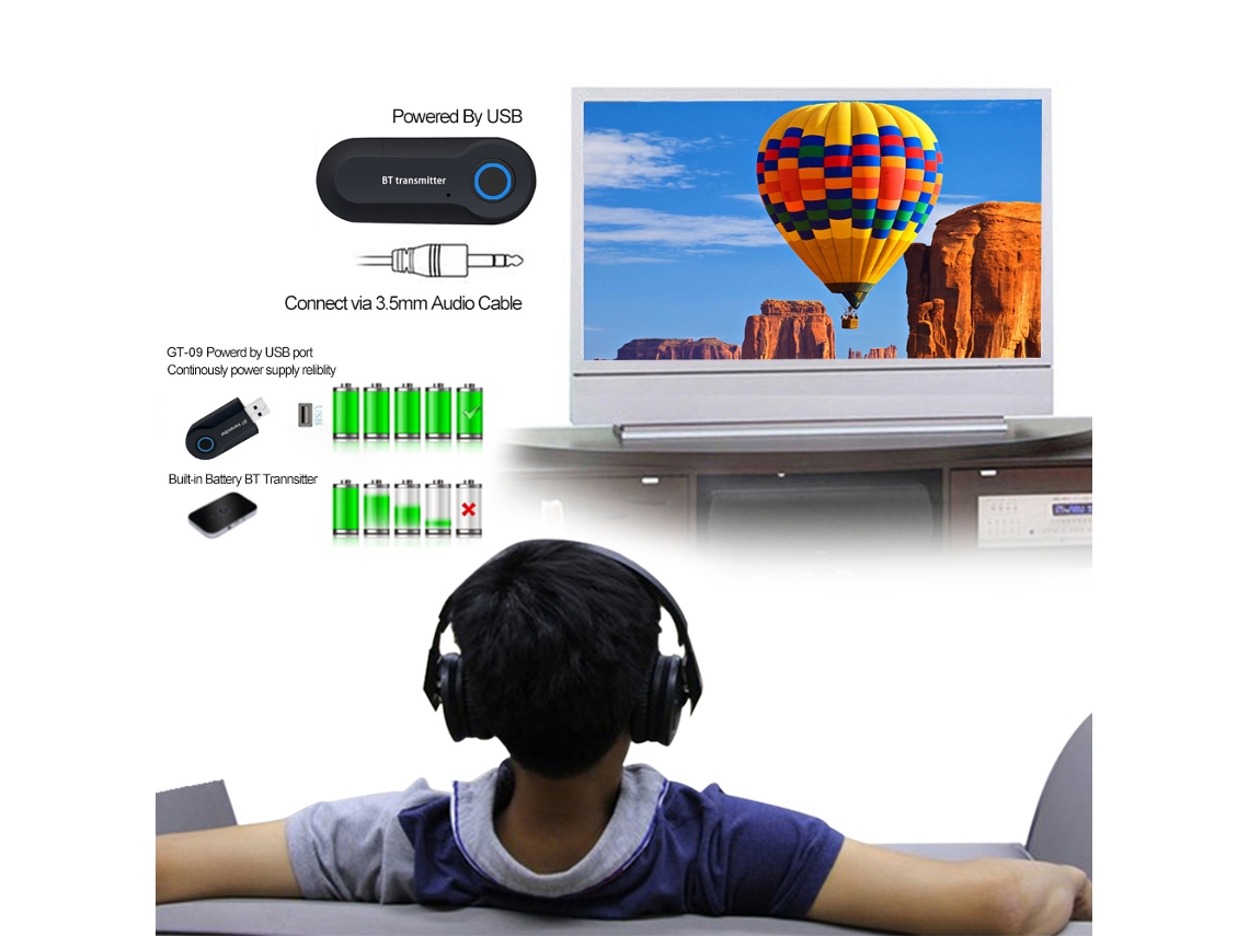 Aetheria transmissor Bluetooth 4.0 Adaptador de Áudio Sem Fio para Tv Dvd Pc Mp3 com Cabo 3.5mm e Rca