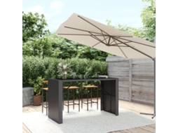 Mesa De Bar Com Tampo De Vidro 185x80x110 Cm Vime Pe Preto