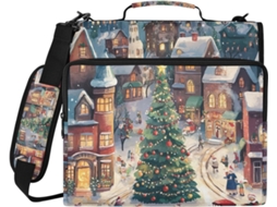 Pasta Organizadora Christmas Town Papai Noel Com De 3-argolas, Impermeável, Laptop De 14 Polegadas, Ideal