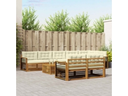 Vidaxl Conjunto De Sofás Para Exterior 9 Pcs Natural E Creme