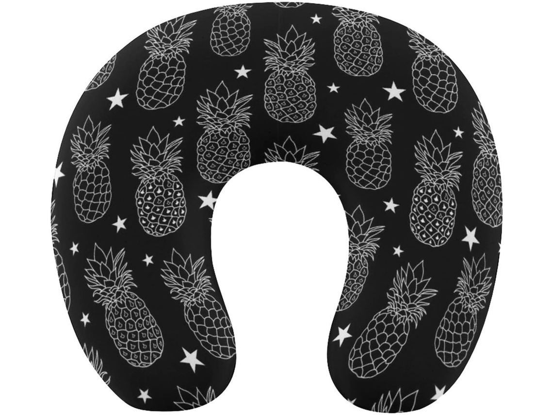 Almofada Formato de U com Desenho Pinheiro Feito À Mão, Viagem Lavável, Suporte Cervical Espuma Viscoelástica,
