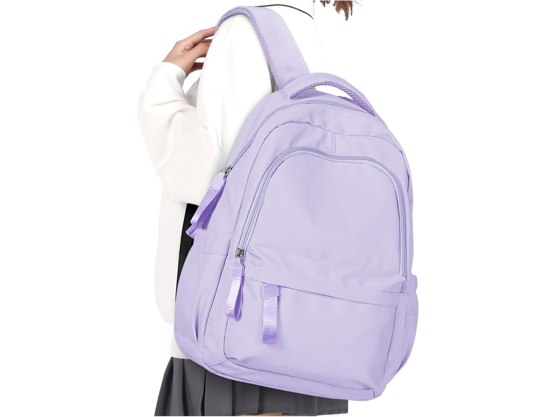 Mochila Escolar, 14 Polegadas, Impermeável, Laptop, Leve, Roxa, Aulas