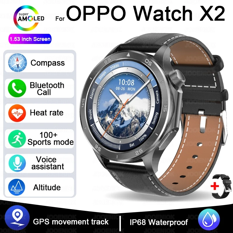 (cintura Preta) Smartwatch Com Gps, Design À Prova D'água, Bússola, Monitoramento De Saúde E Chamadas Bluetooth.